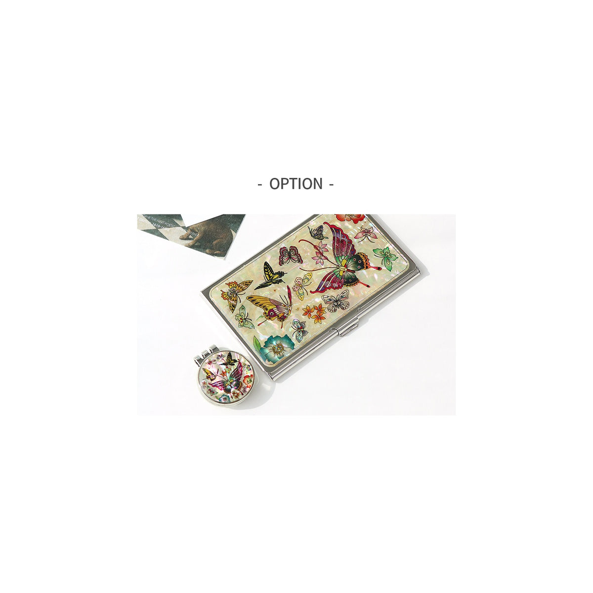 2-Piece Set: Business Card Case Golf Ball Marker K(Butterfly) – detail view 3 [KS-CUT:P0000PNG:df3120ae85a9]