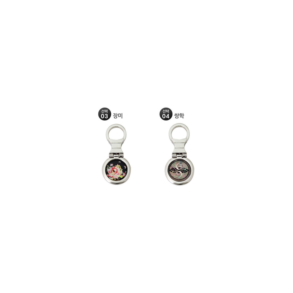 Najeon Round Keyring (Dancheong Rose Twin Cranes) – detail view 3 [KS-CUT:P0000GWB:51c8c25a6879]