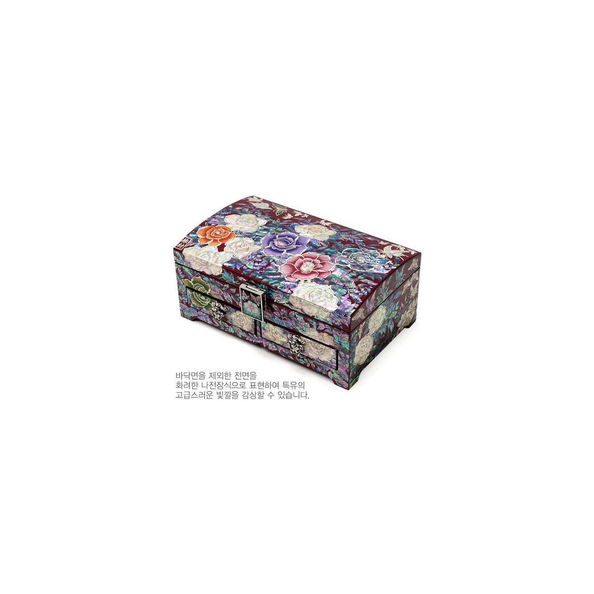 Masterpiece Najeonchilgi Rose Drawer Mother of Pearl Jewelry Box (Red) Jewelry Box, 21 cm (Master Artisan Kim Young-man) – detail view 4 [KS-CUT:P0000MXY:a53c99ddcd94]
