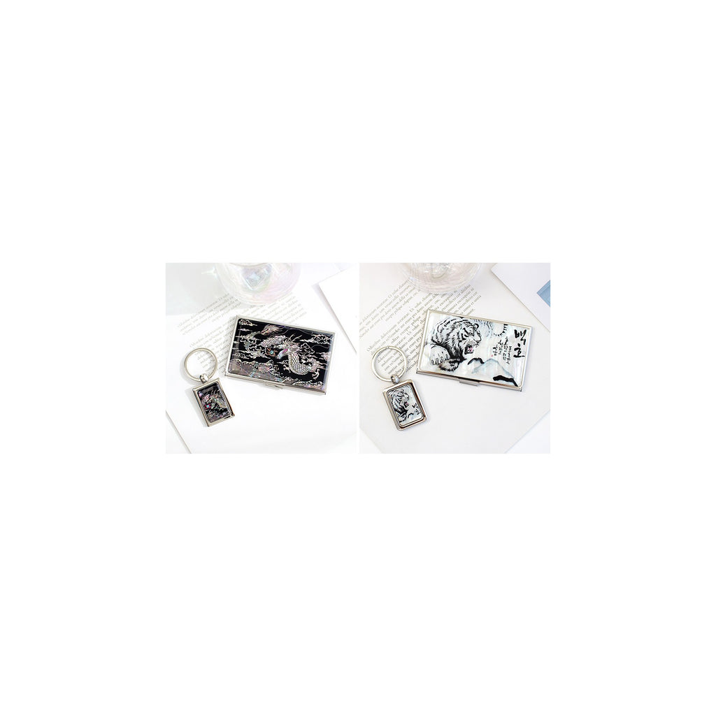 2-Piece Set: Mother of Pearl Business Card Case Keyring N – detail view 4 [KS-CUT:P0000VSU:bf4e5daf840a]
