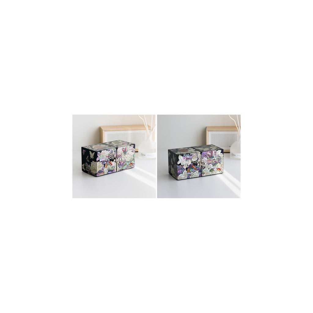 Najeonchilgi Hydrangea Double Lidded Mother of Pearl Jewelry Box Black (Master Artisan Jang Tae-bok) – detail view 4 [KS-CUT:P0000IRI:941afe822f78]