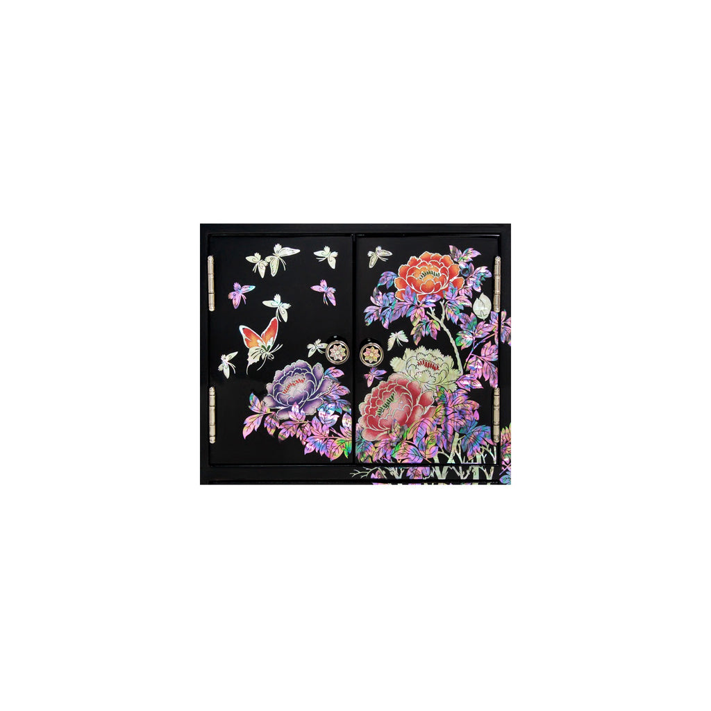 Najeonchilgi Peony Painted Drawer Mother of Pearl Jewelry Box (Medium) Black Jewelry Box (Master Artisan Jang Tae-bok) – detail view 4 [KS-CUT:P00000YX:a8c7534f5da9]