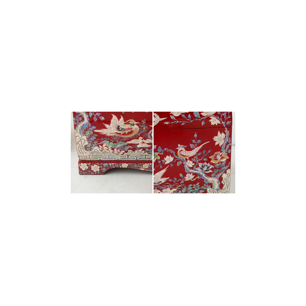 Masterpiece Najeon Bridal Painted Peony of Wealth Bongchae Wedding Box (Red) – detail view 4 [KS-CUT:P0000MPD:b7f3c1e8e849]