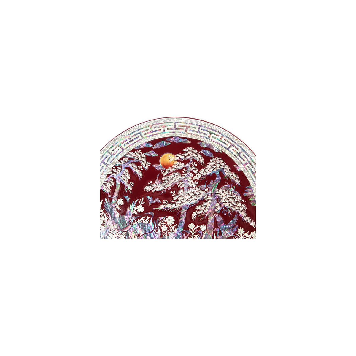 Masterpiece Najeon Moon Pine & Crane Round Tray Red, 30 cm – detail view 4 [KS-CUT:P0000KNR:d006745ee01f]