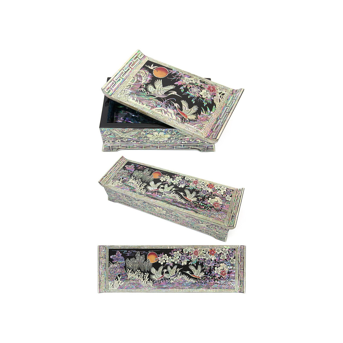 2-Piece Set: Premium Najeon Pine & Crane Seonbi Scholar Scholar's Pen Case Box – detail view 4 [KS-CUT:P0000DOJ:e026a90a04d5]