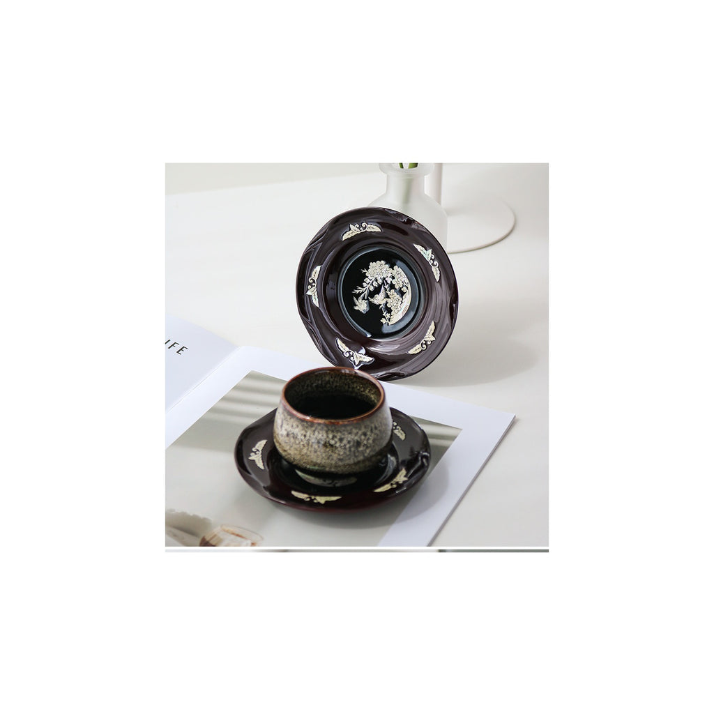 6-Piece Set: Najeonchilgi Arabesque Four Gentlemen Tea Coaster Set (Plum Blossom) Mother of Pearl Coaster Traditional Coaster (Master Artisan Lee Won-geun) – detail view 4 [KS-CUT:P0000ICA:d06af002a3b6]