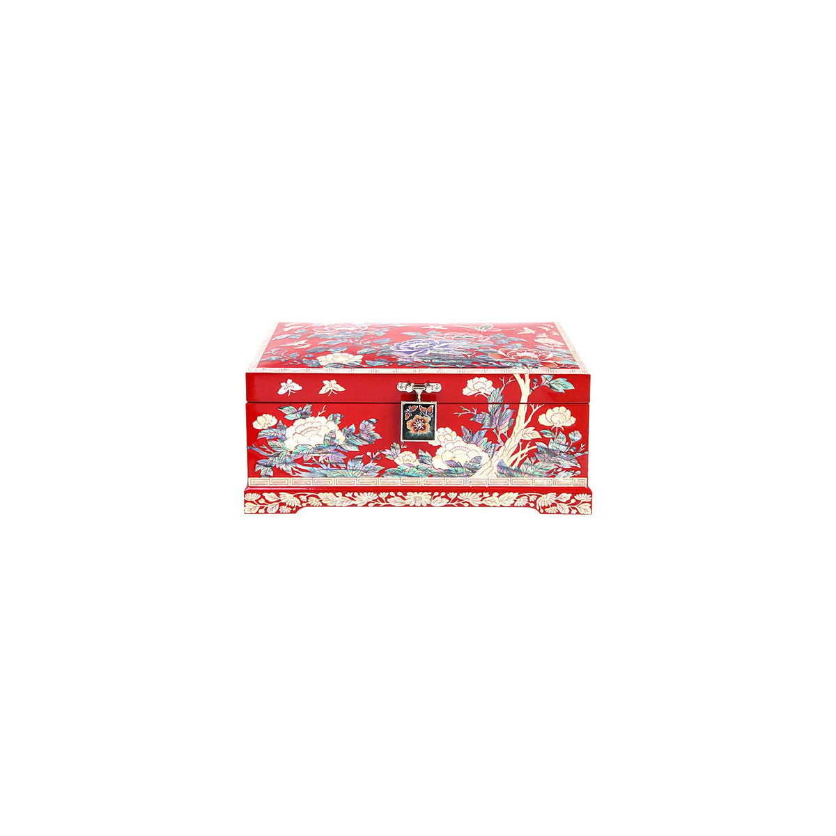 Premium Najeonchilgi 2 Tier Birds & Flowers Peony Red Mother of Pearl Jewelry Box Jewelry Box Yedan Wedding Gift Box, 24 cm – detail view 4 [KS-CUT:P0000LZN:933f0ffce5cf]