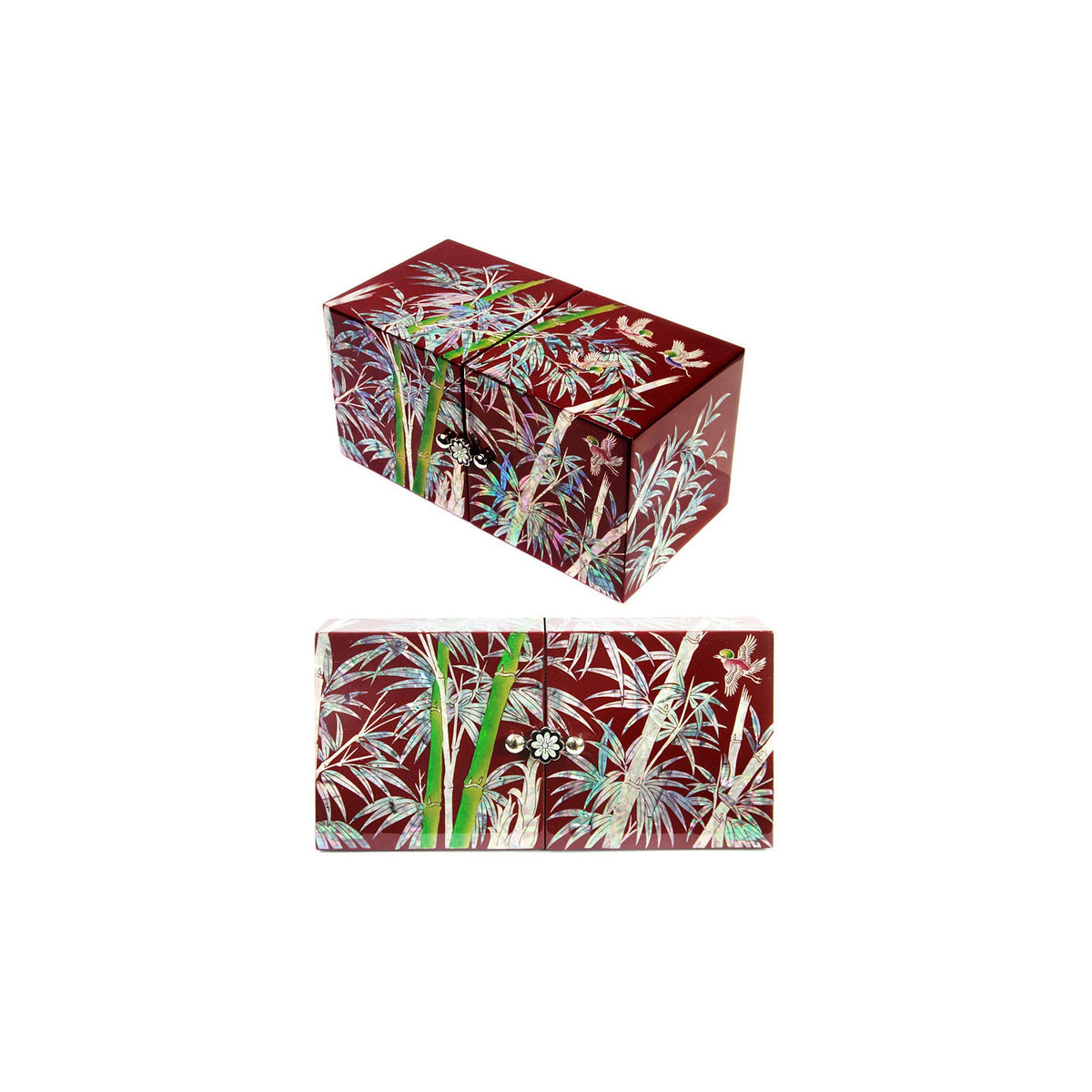 Masterpiece Najeonchilgi Bamboo Red Double Lidded Secret Mother of Pearl Jewelry Box Jewelry Box (Master Artisan Kim Yong-gwan) – detail view 4 [KS-CUT:P0000GTU:e10ed5fd9cc8]