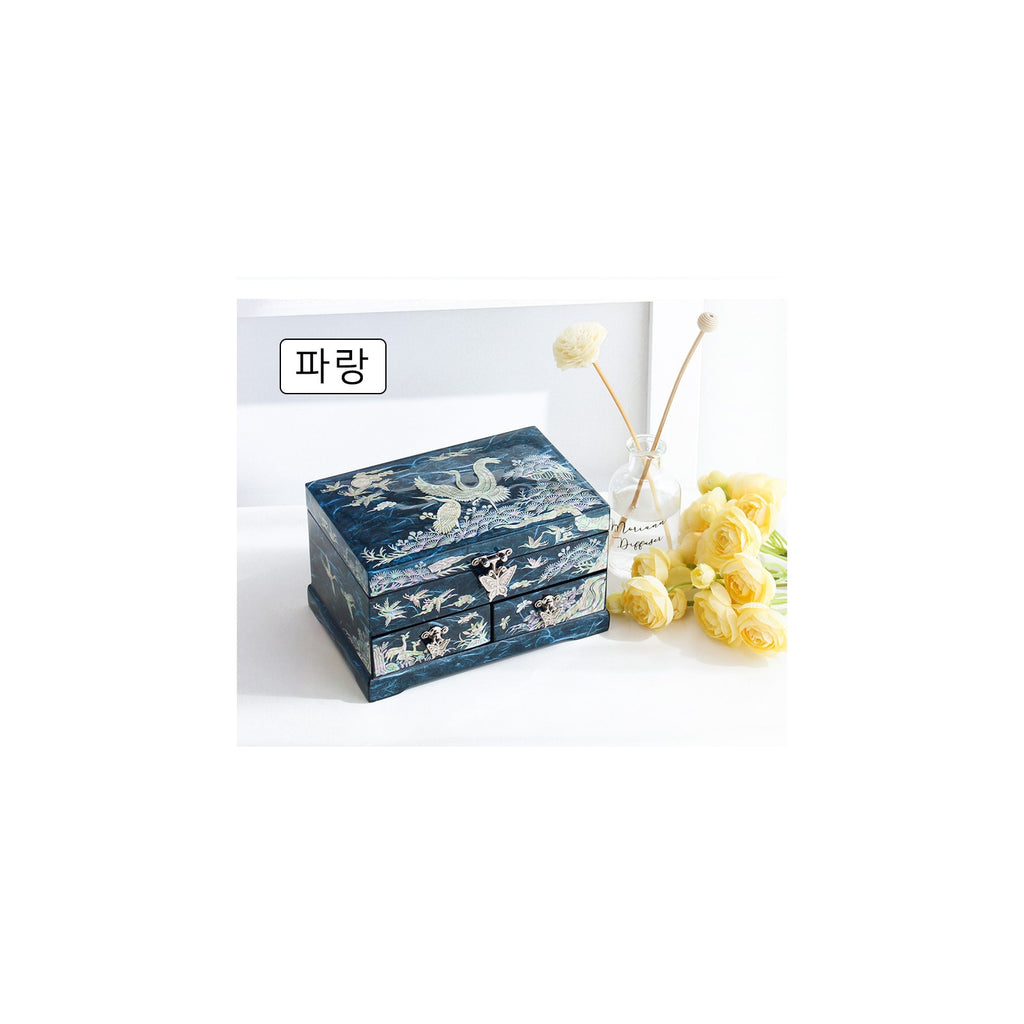 Najeonchilgi 1 Tier Hanji Pine & Crane 2 Drawer Mother of Pearl Jewelry Box Jewelry Box – detail view 4 [KS-CUT:P0000TRF:940c48d72e6a]
