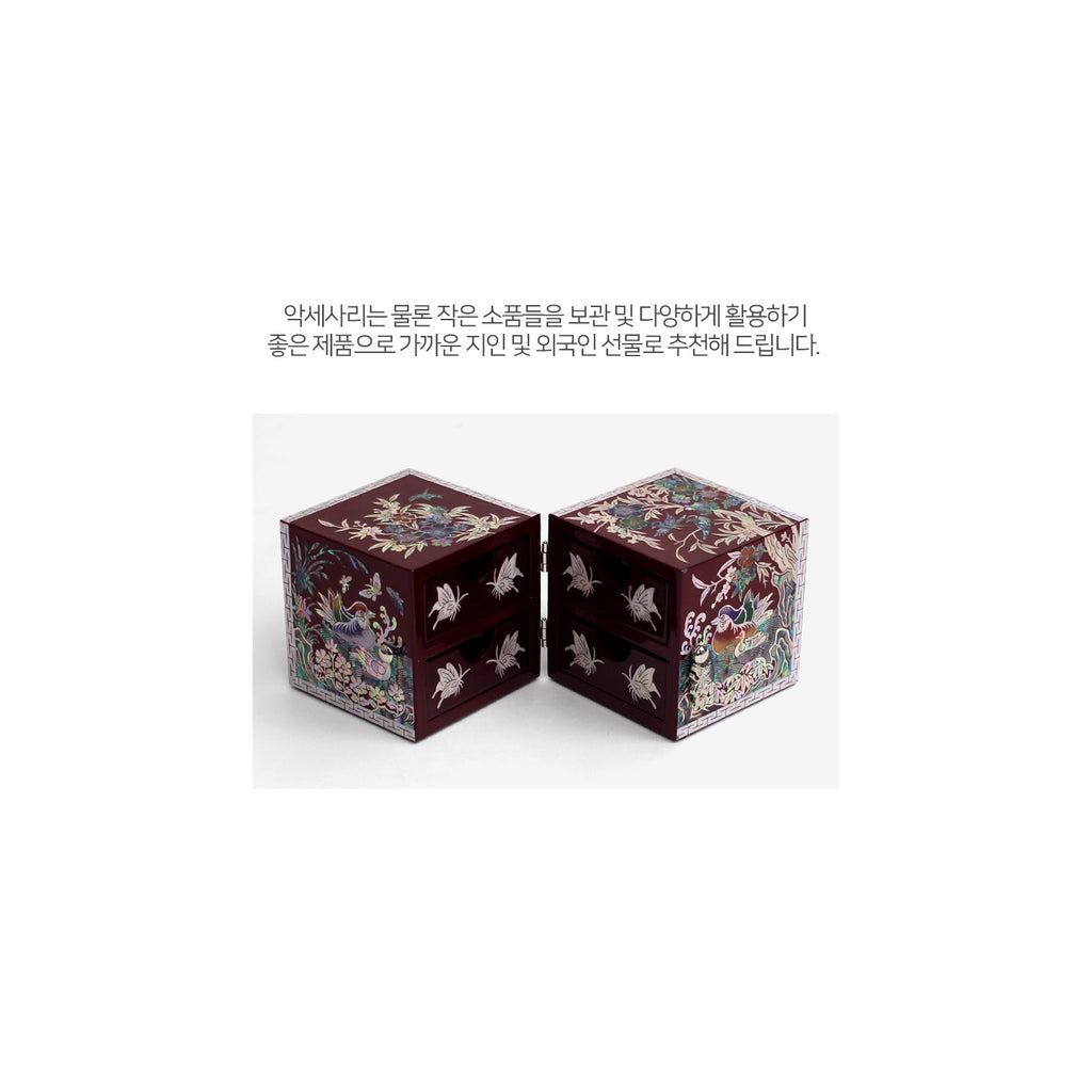 Premium Najeonchilgi Mandarin Duck Plum Blossom Double Lidded Large (Secret Mother of Pearl Jewelry Box) Jewelry Box Earrings Box – detail view 4 [KS-CUT:P0000IOQ:3db4459a27d4]