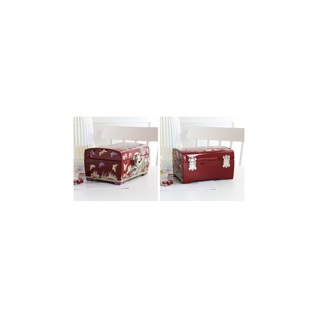 Premium 2 Tier Najeonchilgi Rounded Peony Red Mother of Pearl Jewelry Box Jewelry Box, 18 cm (Master Artisan Jang Tae-bok) – detail view 4 [KS-CUT:P0000LIQ:ddcc084ac526]