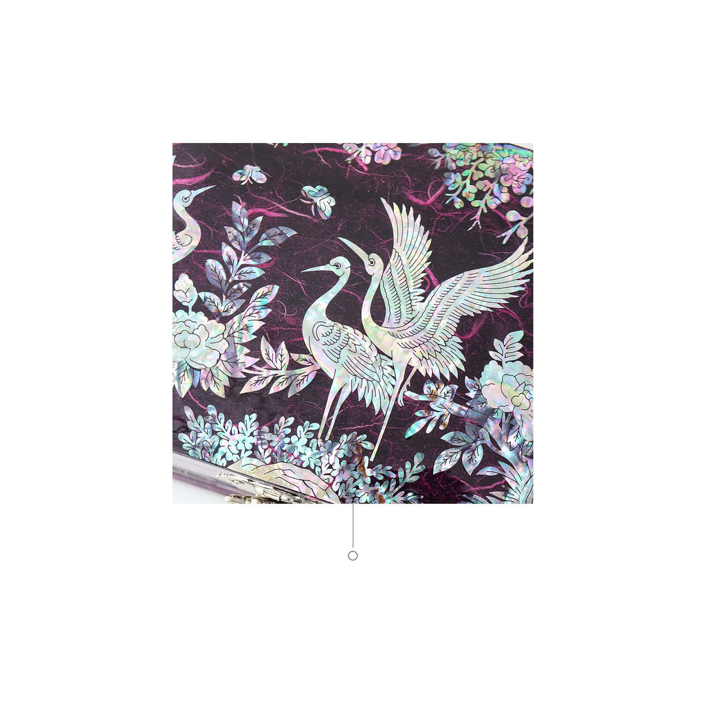 Najeonchilgi Hanji Flower Pine & Crane 2 Tier Mother of Pearl Jewelry Box Jewelry Box, 21 cm – detail view 4 [KS-CUT:P0000MAD:b1aba571e54d]