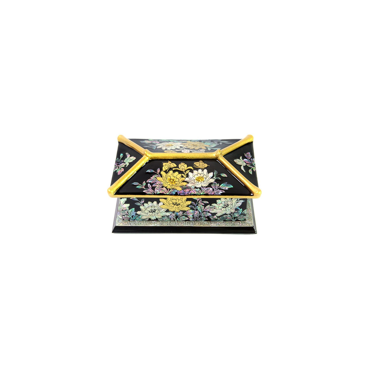 Masterpiece Najeon Gold Trimmed Peony Roof Tile Business Card Case Black (Master Artisan Kim Yong-gwan) – detail view 4 [KS-CUT:P0000GTF:226a44c0fc6f]
