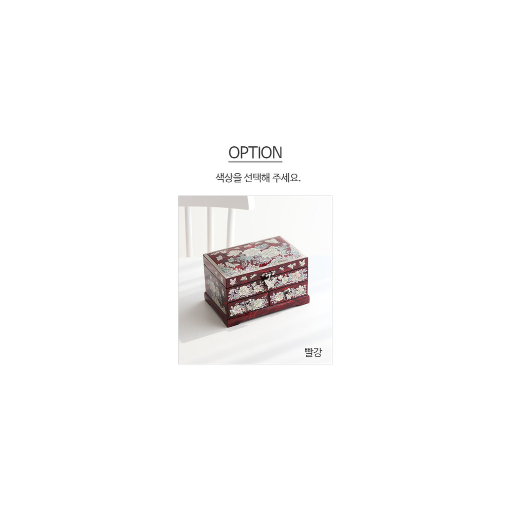 Najeonchilgi 1 Tier Hanji (Peony)2 Drawer Mother of Pearl Jewelry Box Jewelry Box – detail view 4 [KS-CUT:P0000QRW:9b44afa81abb]