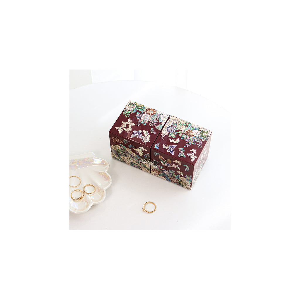 Premium Najeonchilgi Mini Double Lidded Small (Butterfly Chrysanthemum) Secret Mother of Pearl Jewelry Box Jewelry Box – detail view 5 [KS-CUT:P0000HJI:a28d0ea90090]