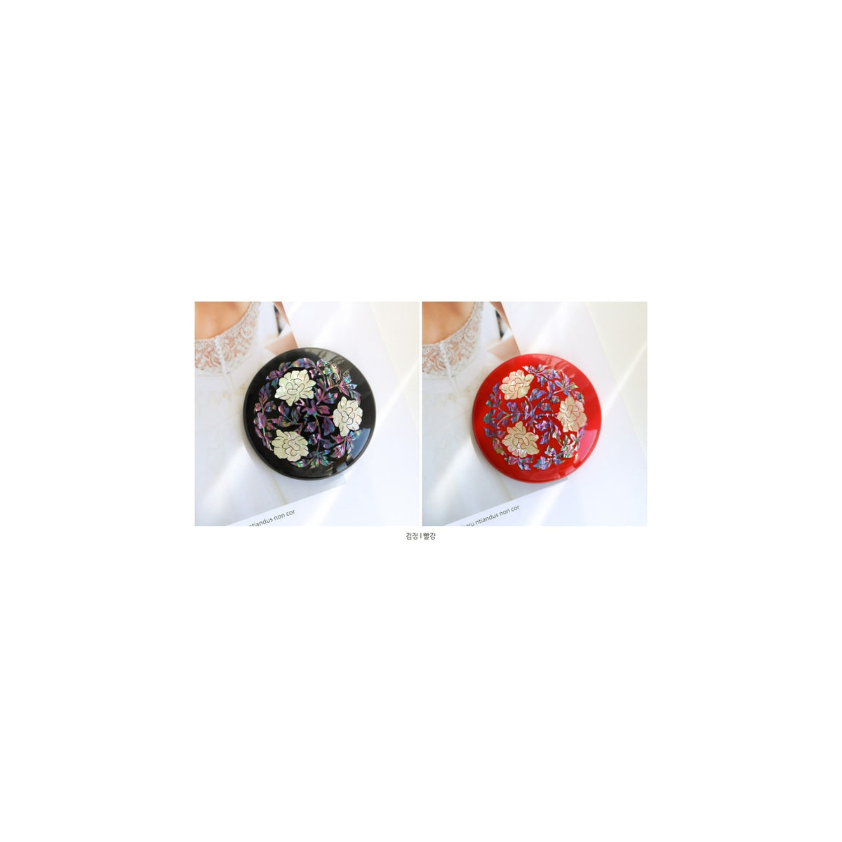 Najeonchilgi Vivid Wood Round Mother of Pearl Hand Mirror Yedan Mother of Pearl Mirror Korean – detail view 5 [KS-CUT:P0000WST:da4a680fb644]