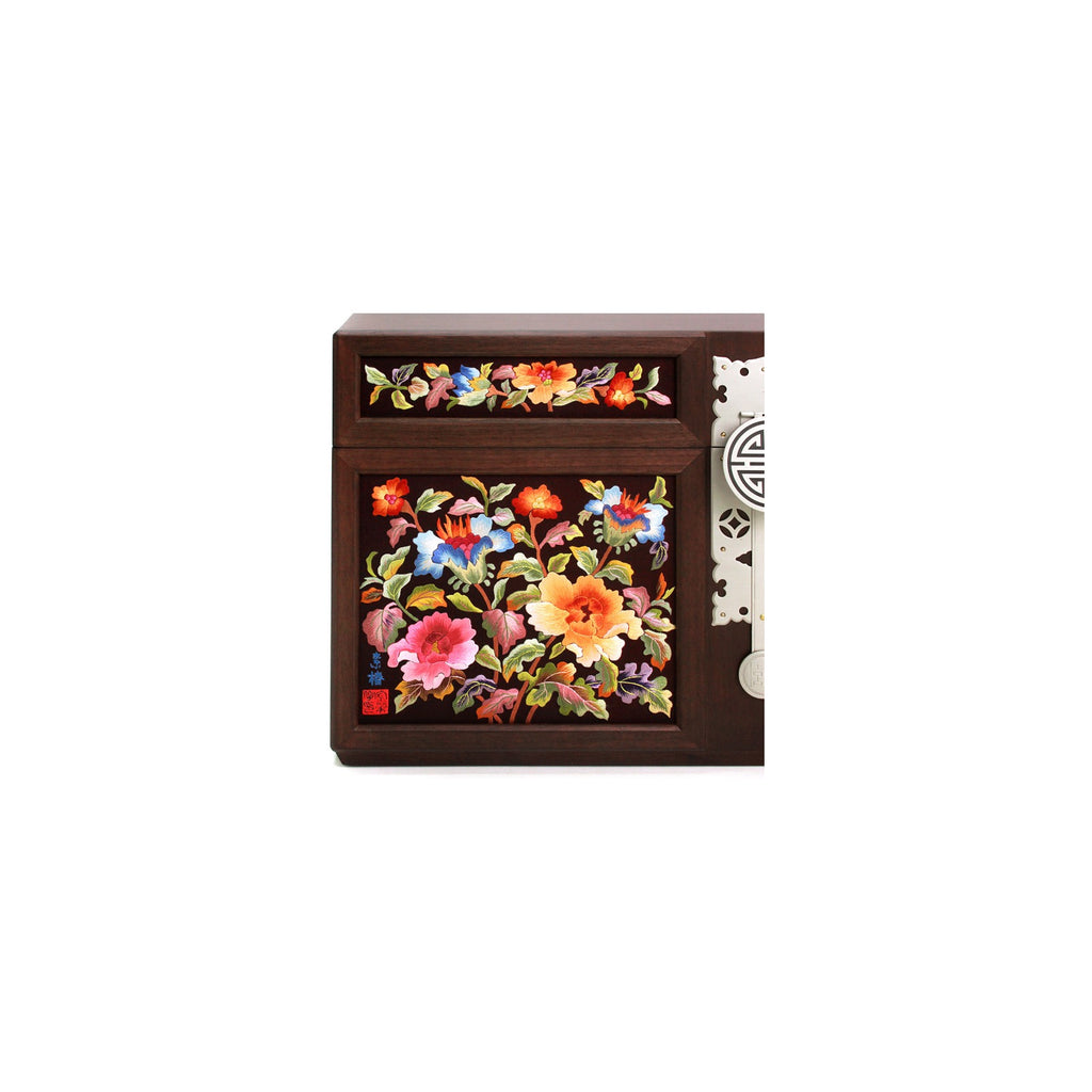Premium Hand Embroidered Wedding Box Large (Hibiscus) Jewelry Box Yedan Wedding Gift Box (by Kim Young-ja) – detail view 5 [KS-CUT:P00000TD:c0c118235fa8]