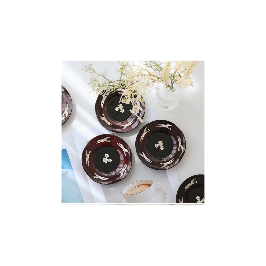 6-Piece Set: Najeonchilgi 5 Crane Tea Coaster Set Mother of Pearl Coaster Traditional Coaster (Master Artisan Lee Won-geun) – detail view 5 [KS-CUT:P0000IBW:e57c3243863b]