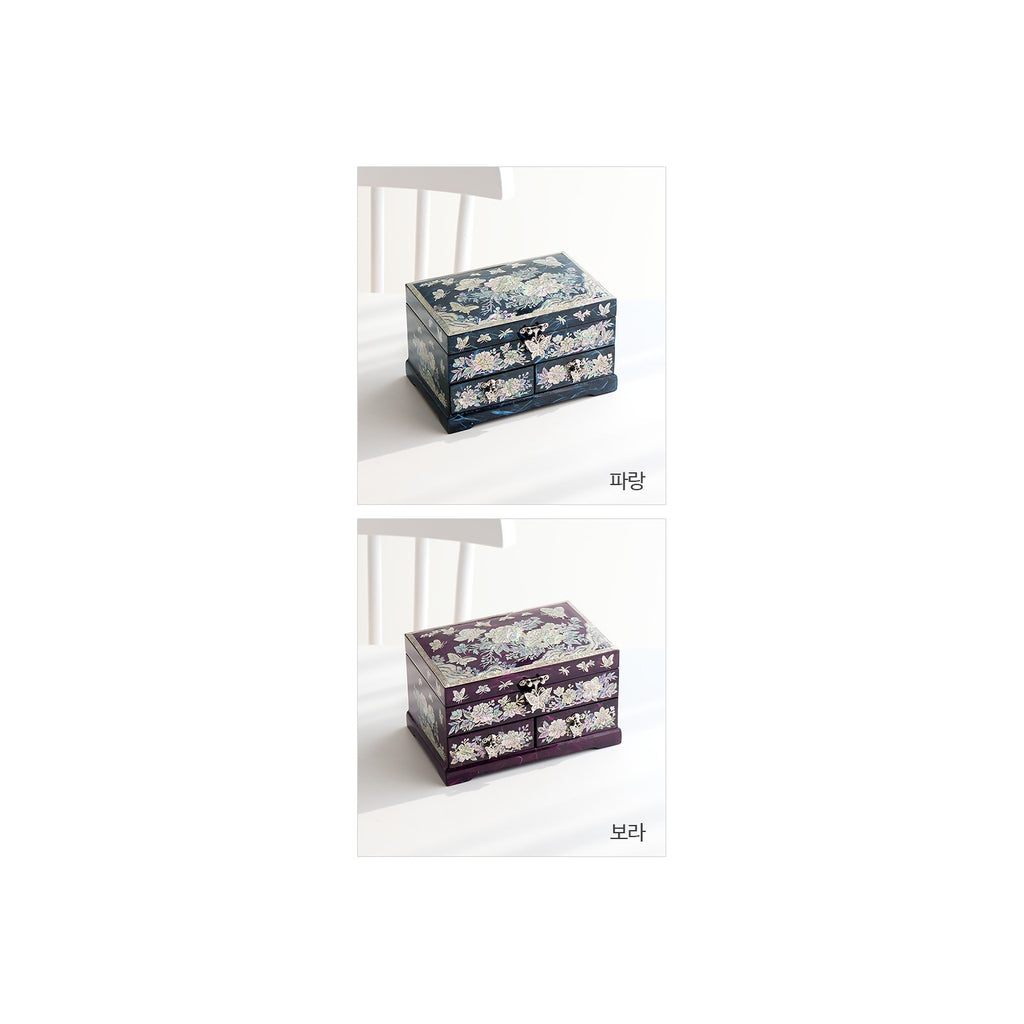 Najeonchilgi 1 Tier Hanji (Peony)2 Drawer Mother of Pearl Jewelry Box Jewelry Box – detail view 5 [KS-CUT:P0000QRW:1e796312447b]