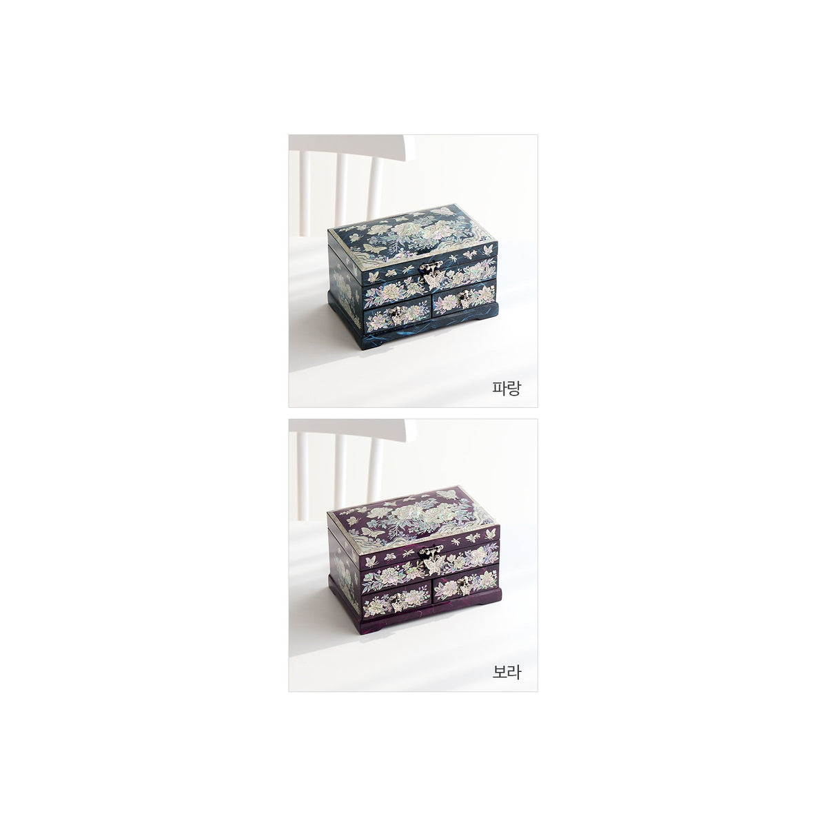 Najeonchilgi 1 Tier Hanji (Peony)2 Drawer Mother of Pearl Jewelry Box Jewelry Box – detail view 5 [KS-CUT:P0000QRW:1e796312447b]