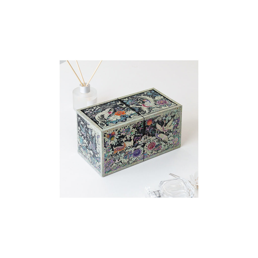Masterpiece New Double Lidded Golden Pheasant Large Black Mother of Pearl Jewelry Box Jewelry Box – detail view 5 [KS-CUT:P0000GBM:711e6fbe5565]