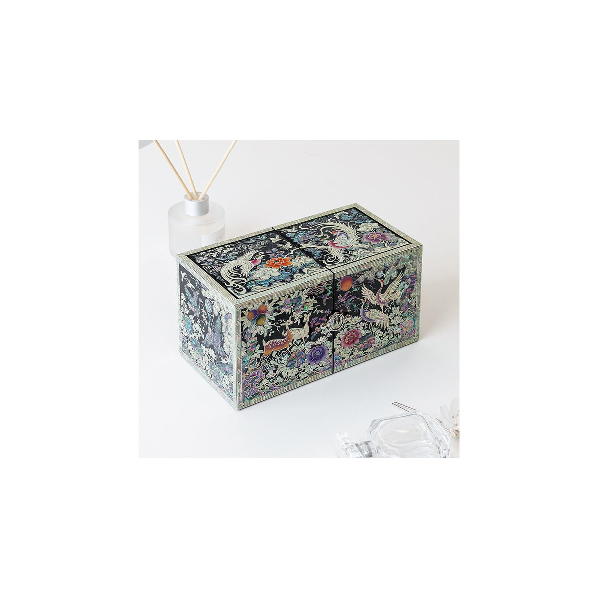 Masterpiece New Double Lidded Golden Pheasant Large Black Mother of Pearl Jewelry Box Jewelry Box – detail view 5 [KS-CUT:P0000GBM:711e6fbe5565]