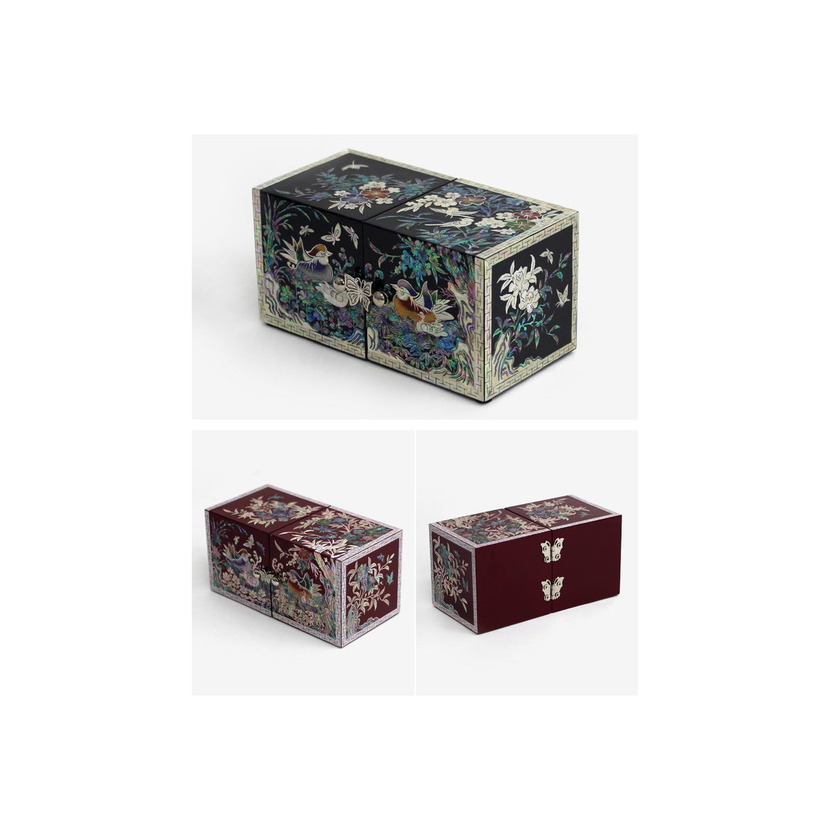 Premium Najeonchilgi Mandarin Duck Plum Blossom Double Lidded Large (Secret Mother of Pearl Jewelry Box) Jewelry Box Earrings Box – detail view 5 [KS-CUT:P0000IOQ:688e83c3ca12]
