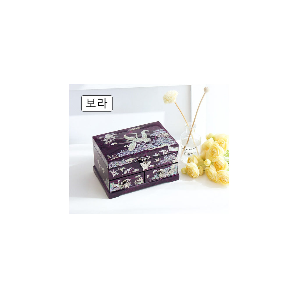 Najeonchilgi 1 Tier Hanji Pine & Crane 2 Drawer Mother of Pearl Jewelry Box Jewelry Box – detail view 5 [KS-CUT:P0000TRF:f7ee85bf904f]
