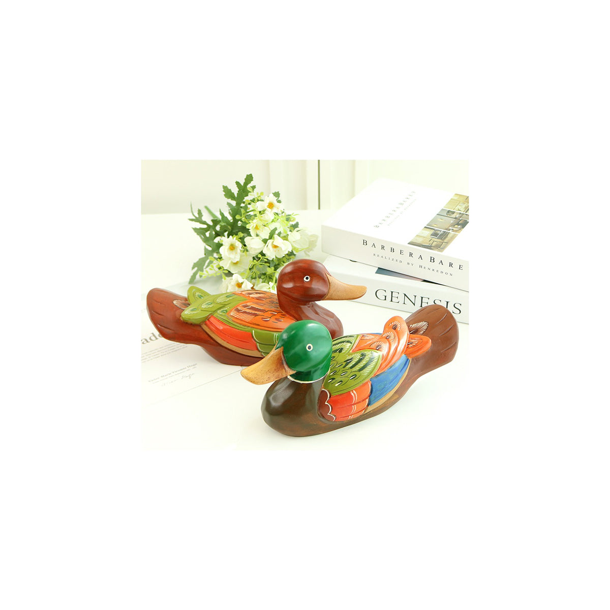 Traditional Wood Carved Mandarin Duck Set (Large) Wood Carved Box Wedding Pyebaek – detail view 5 [KS-CUT:P0000MDT:69b3d6cda0d4]