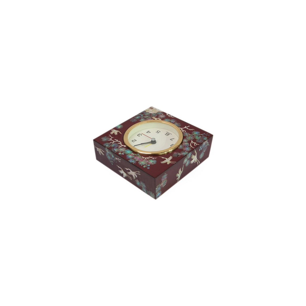 Masterpiece Najeon Square Pine & Crane (Red) Desk Dragon Clock (Master Artisan Jang Tae-bok) – detail view 5 [KS-CUT:P0000ECB:88c66bf39c99]