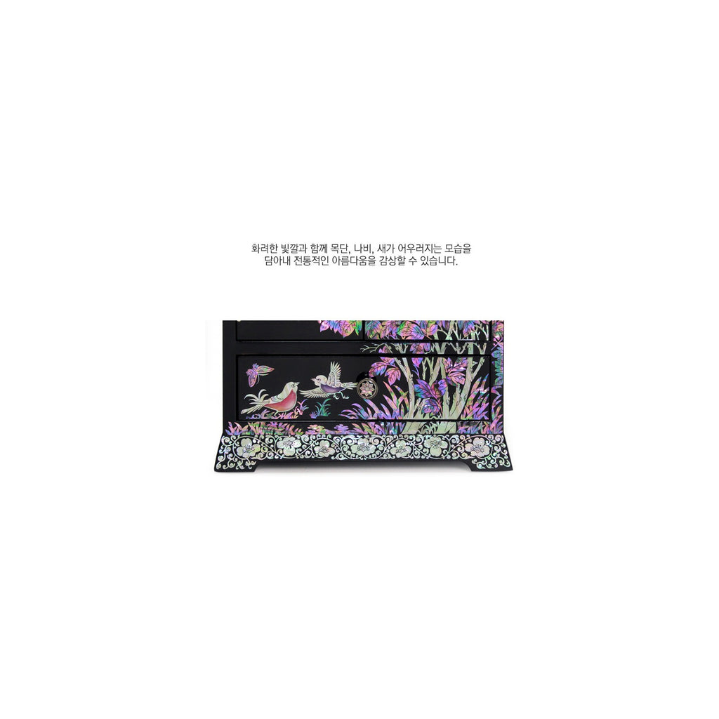 Najeonchilgi Peony Painted Drawer Mother of Pearl Jewelry Box (Medium) Black Jewelry Box (Master Artisan Jang Tae-bok) – detail view 5 [KS-CUT:P00000YX:2ef07da3bfd4]