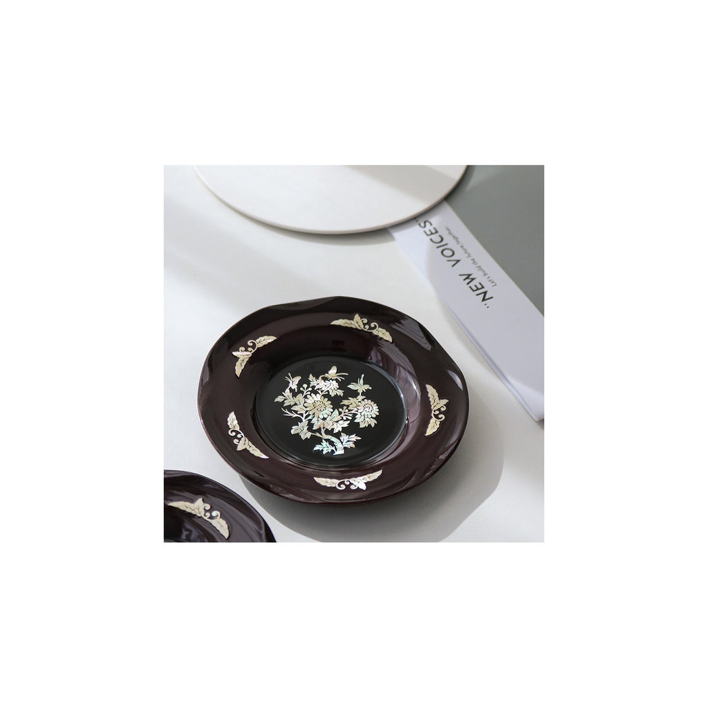 6-Piece Set: Najeonchilgi Arabesque Four Gentlemen Tea Coaster Set (Chrysanthemum) Mother of Pearl Coaster Traditional Coaster (Master Artisan Lee Won-geun) – detail view 5 [KS-CUT:P0000ICE:4b0d99a41978]