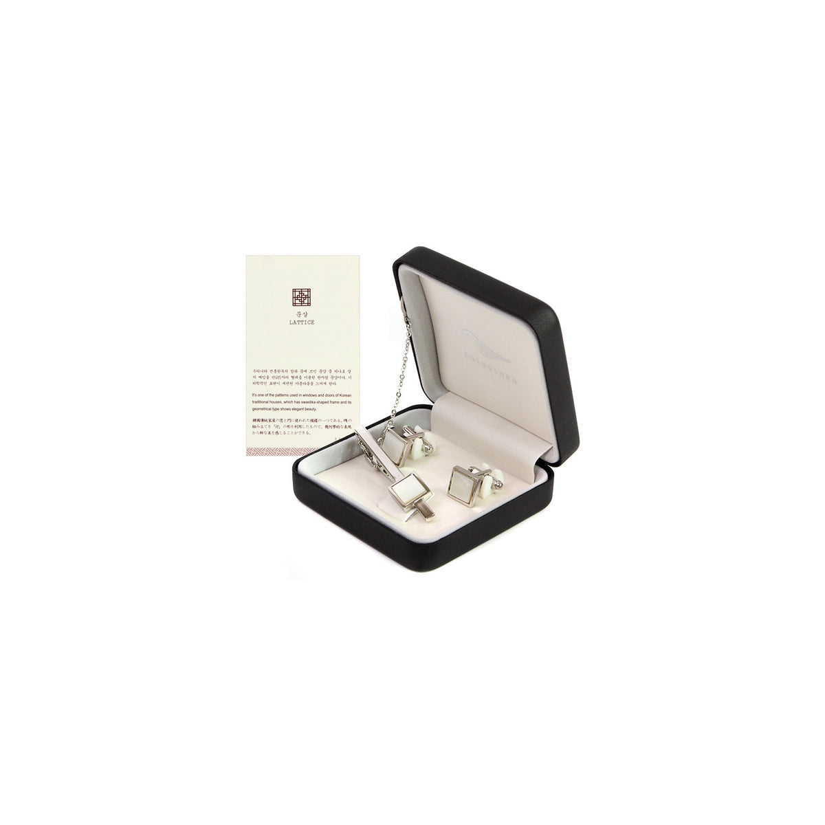 Premium Square Mother of Pearl Tie Pin 2 Bell Set – detail view 5 [KS-CUT:P0000MEM:976ed965a3c1]