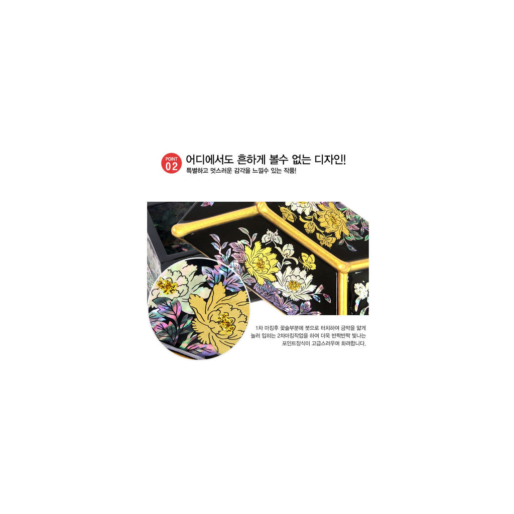 Masterpiece Najeon Gold Trimmed Peony Roof Tile Business Card Case (Master Artisan Kim Yong-gwan) – detail view 5 [KS-CUT:P0000HHB:0703a17ad846]
