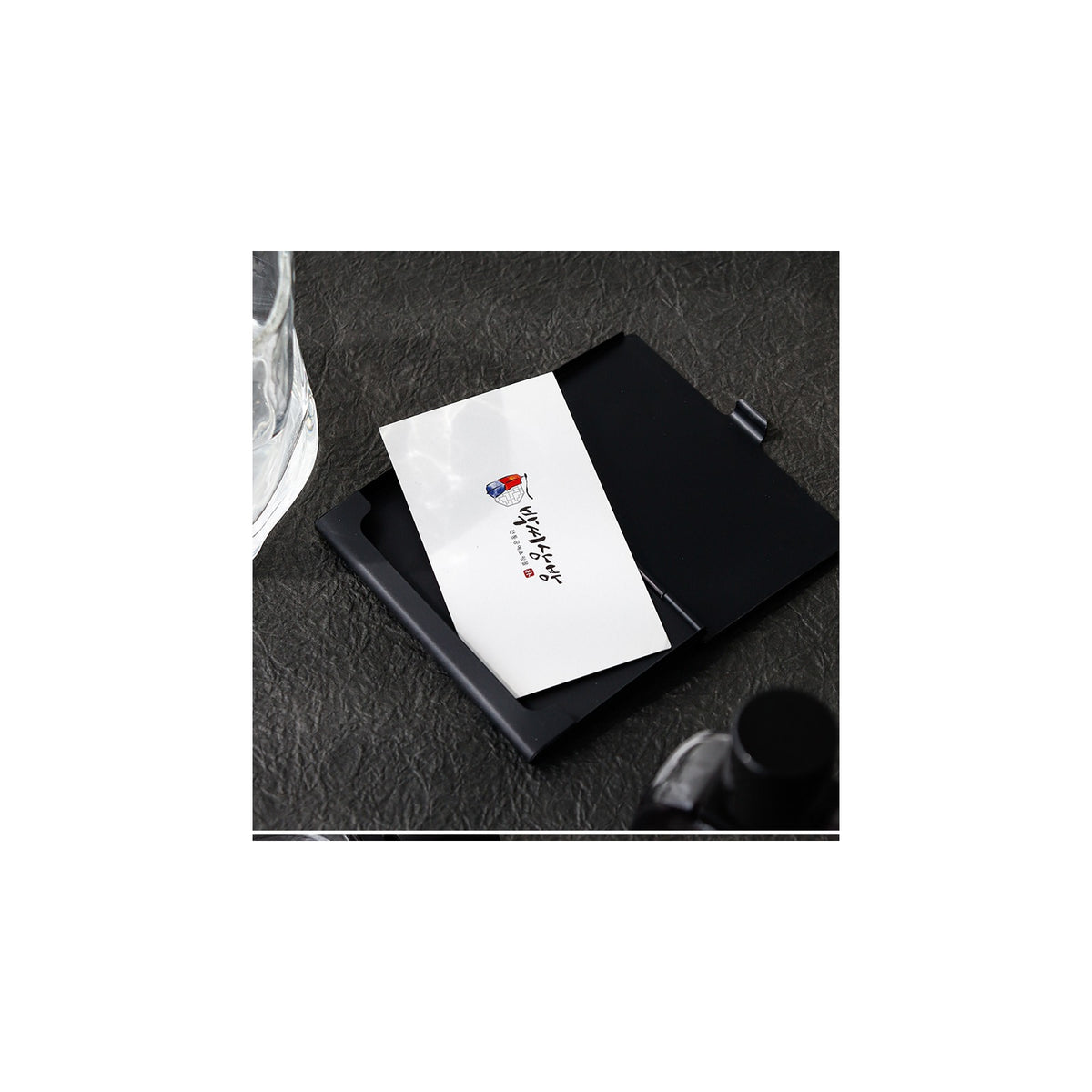 Premium Najeon Black Business Card Case – detail view 5 [KS-CUT:P0000HCO:dae6e3a6d3e5]