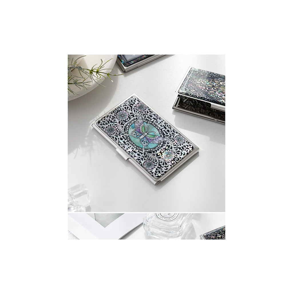 Mother of Pearl Business Card Case (Arabesque Butterfly) – detail view 5 [KS-CUT:P0000HCH:1d7a4e93d56a]