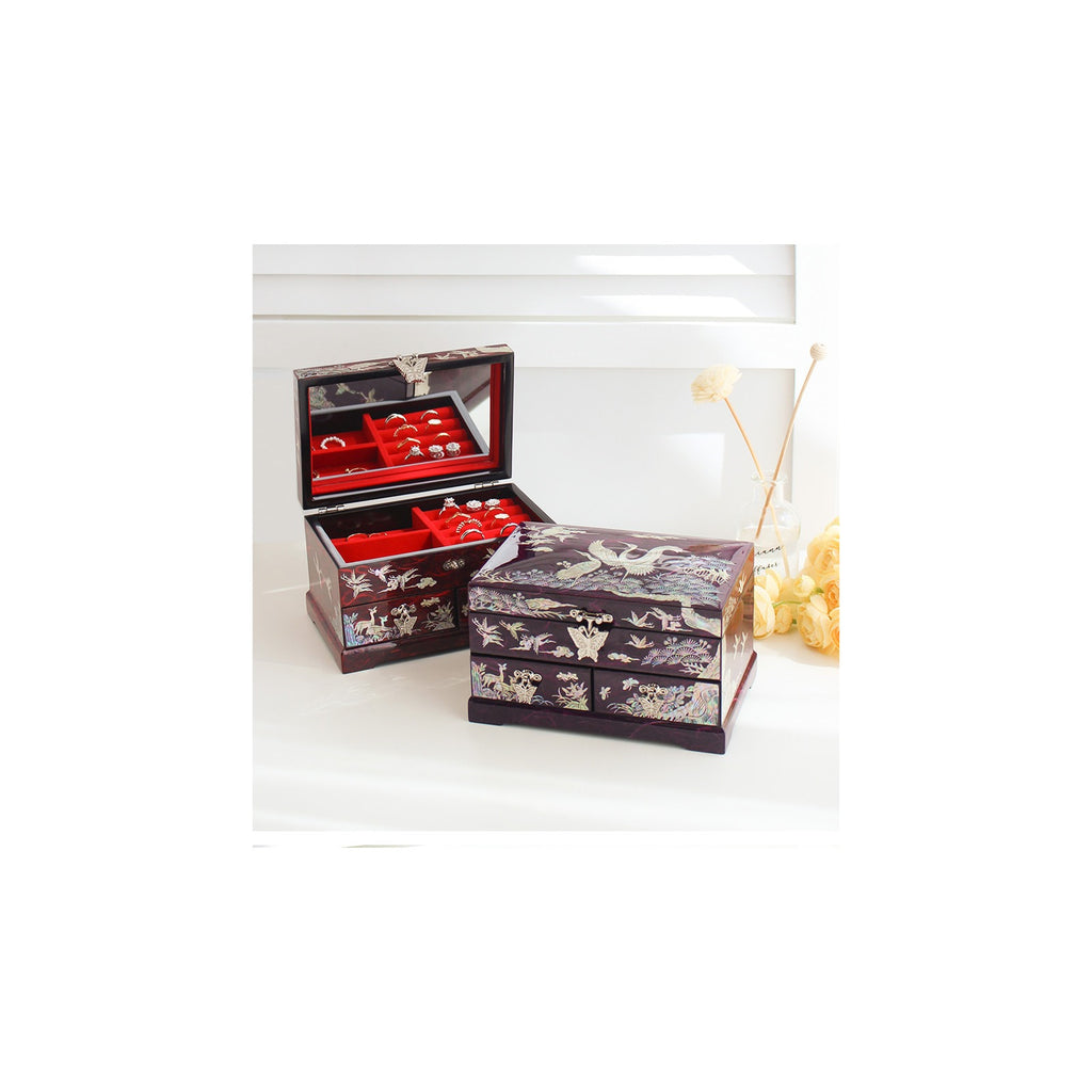 Najeonchilgi 1 Tier Hanji Pine & Crane 2 Drawer Mother of Pearl Jewelry Box Jewelry Box – detail view 6 [KS-CUT:P0000TRF:c48f7c1e9600]