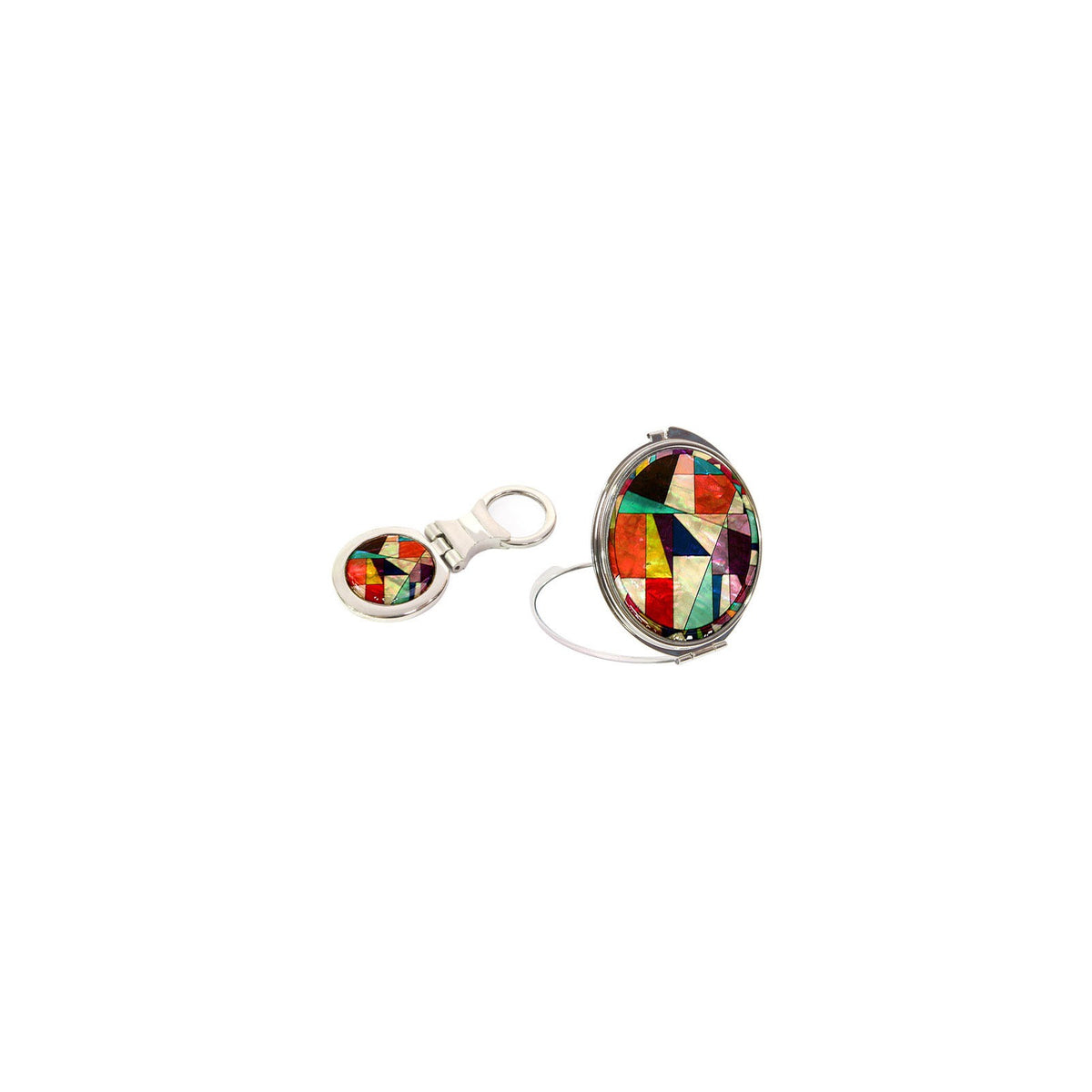 2-Piece Set: Mother of Pearl Hand Mirror M Keyring (5 Deluxe) – detail view 6 [KS-CUT:P0000JIQ:ae087f094180]