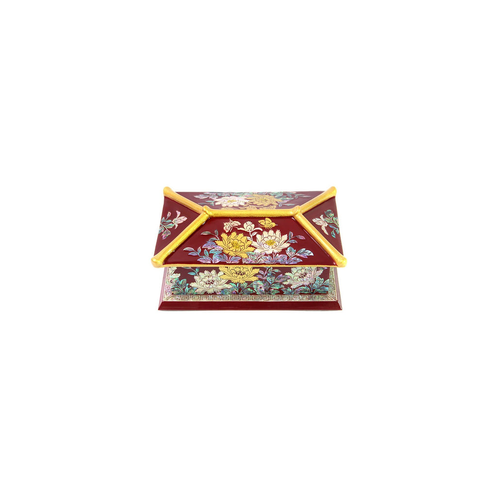 Masterpiece Najeon Gold Trimmed Peony Roof Tile Business Card Case Red (Master Artisan Kim Yong-gwan) – detail view 6 [KS-CUT:P0000GTE:c5d7eaae6372]