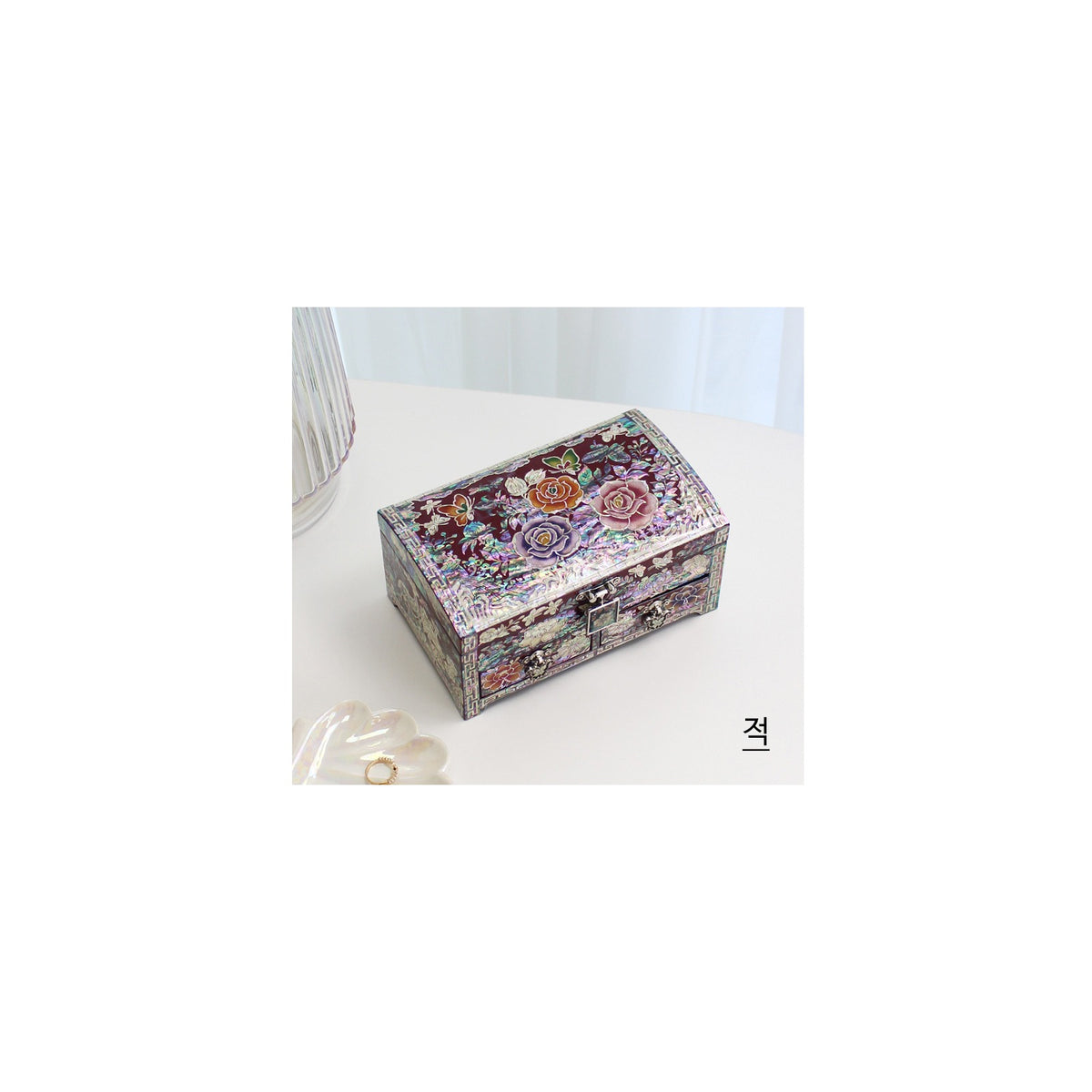 Masterpiece Najeonchilgi Rose 1 Tier Drawer Mother of Pearl Jewelry Box Jewelry Box, 18 cm (Master Artisan Kim Young-man) – detail view 6 [KS-CUT:P0000PEF:f2e83c2c0cb1]
