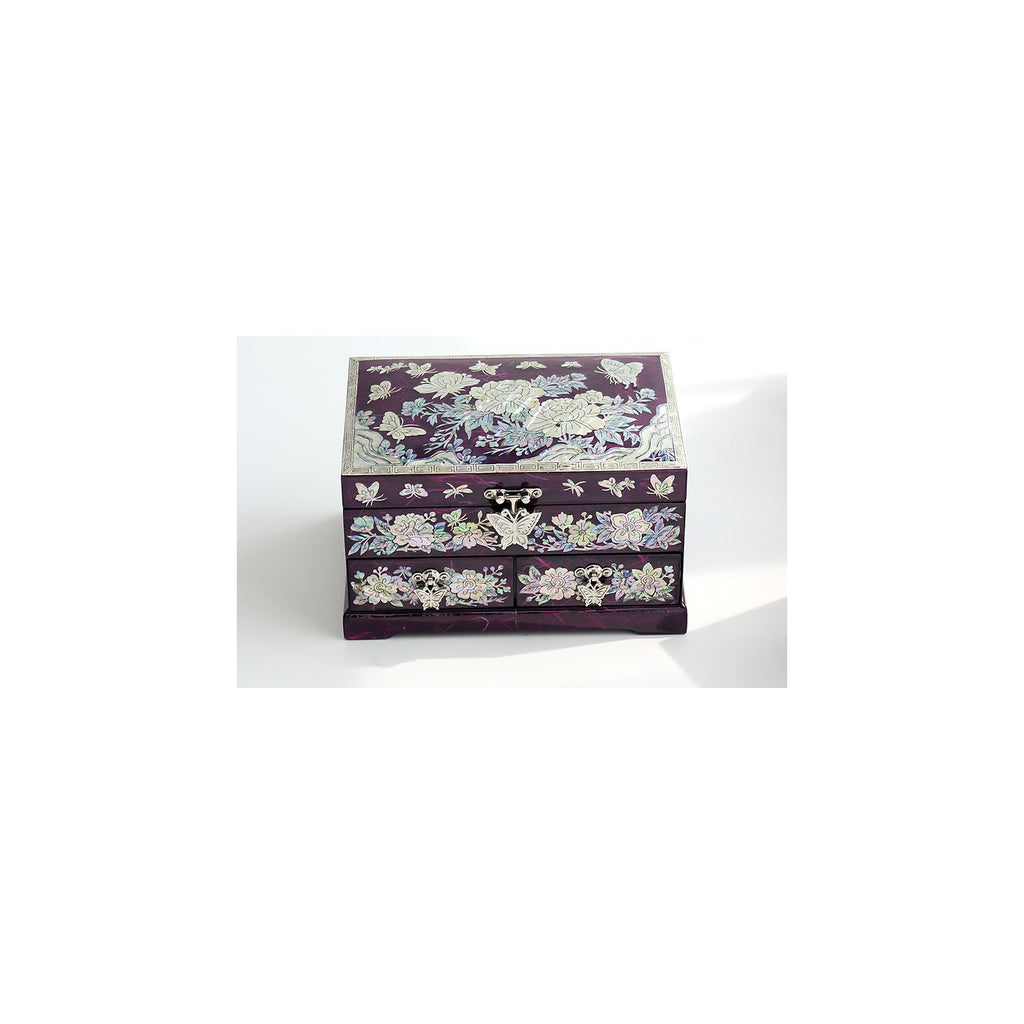Najeonchilgi 1 Tier Hanji (Peony)2 Drawer Mother of Pearl Jewelry Box Jewelry Box – detail view 6 [KS-CUT:P0000QRW:6b639bbd69e6]
