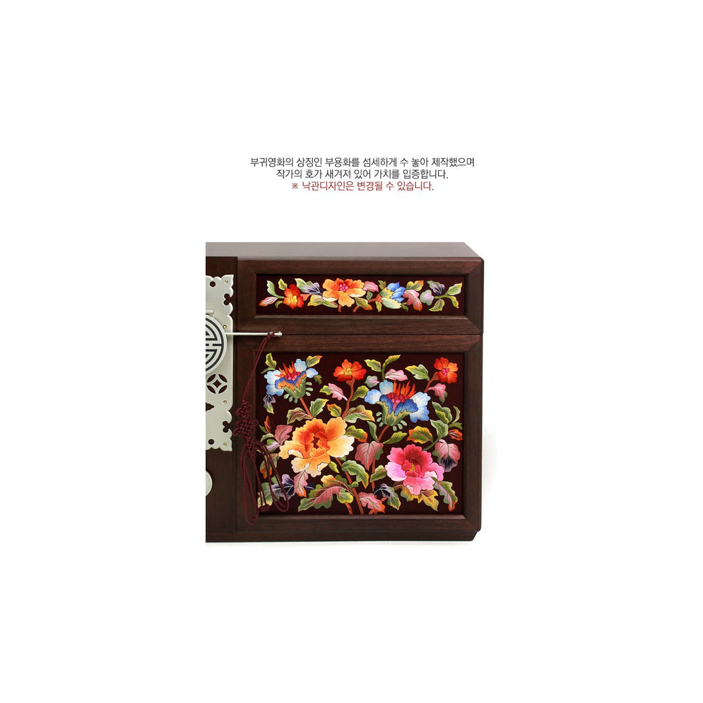 Premium Hand Embroidered Wedding Box Large (Hibiscus) Jewelry Box Yedan Wedding Gift Box (by Kim Young-ja) – detail view 6 [KS-CUT:P00000TD:a47bff9b3814]