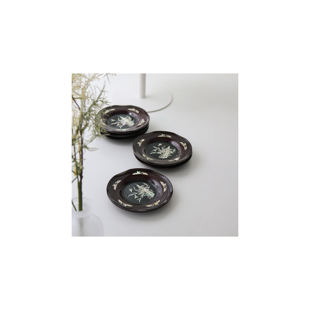 6-Piece Set: Najeonchilgi Arabesque Four Gentlemen Tea Coaster Set (Bamboo) Mother of Pearl Coaster Traditional Coaster (Master Artisan Lee Won-geun) – detail view 6 [KS-CUT:P0000ICF:95bd53738d55]