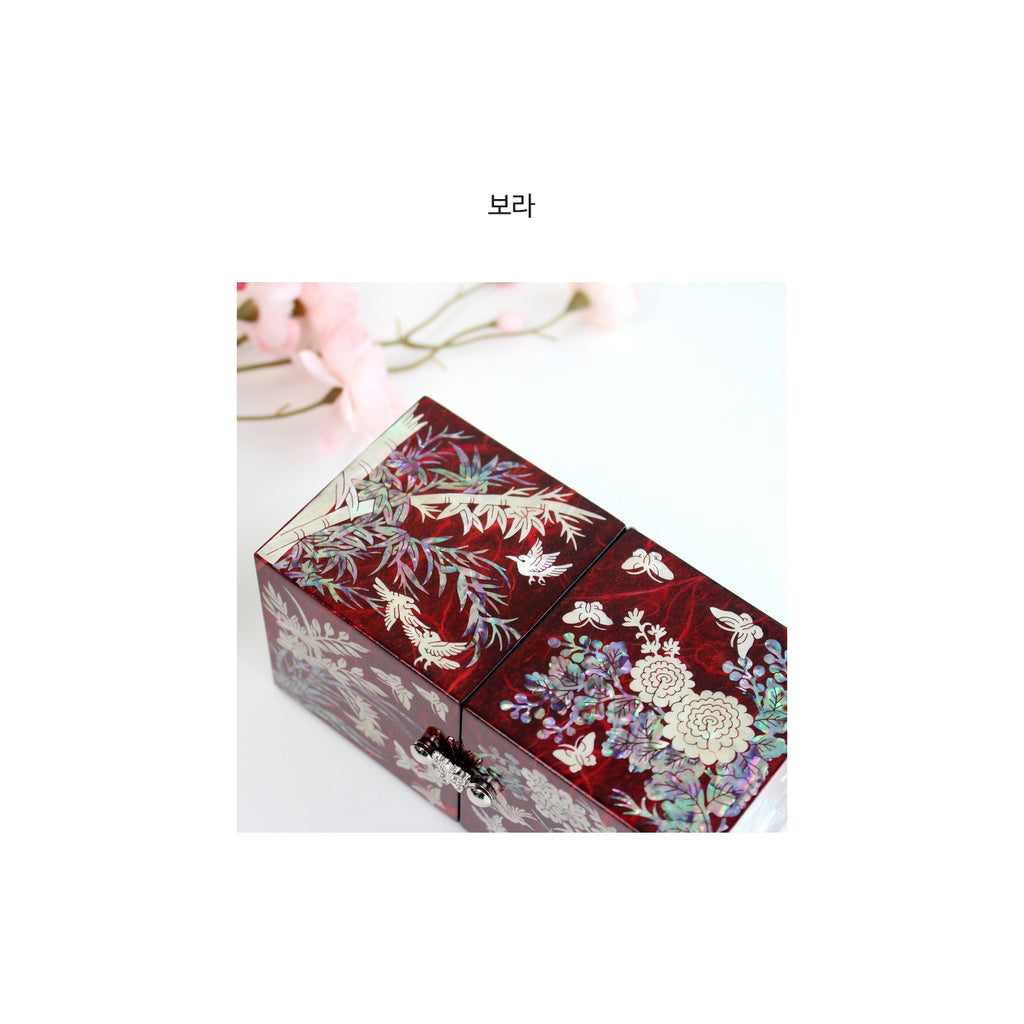 Hanji Mini Mother of Pearl Double Lidded Small (Four Gentlemen) Secret Jewelry Box Jewelry Box – detail view 6 [KS-CUT:P0000QNH:913115a6e04b]