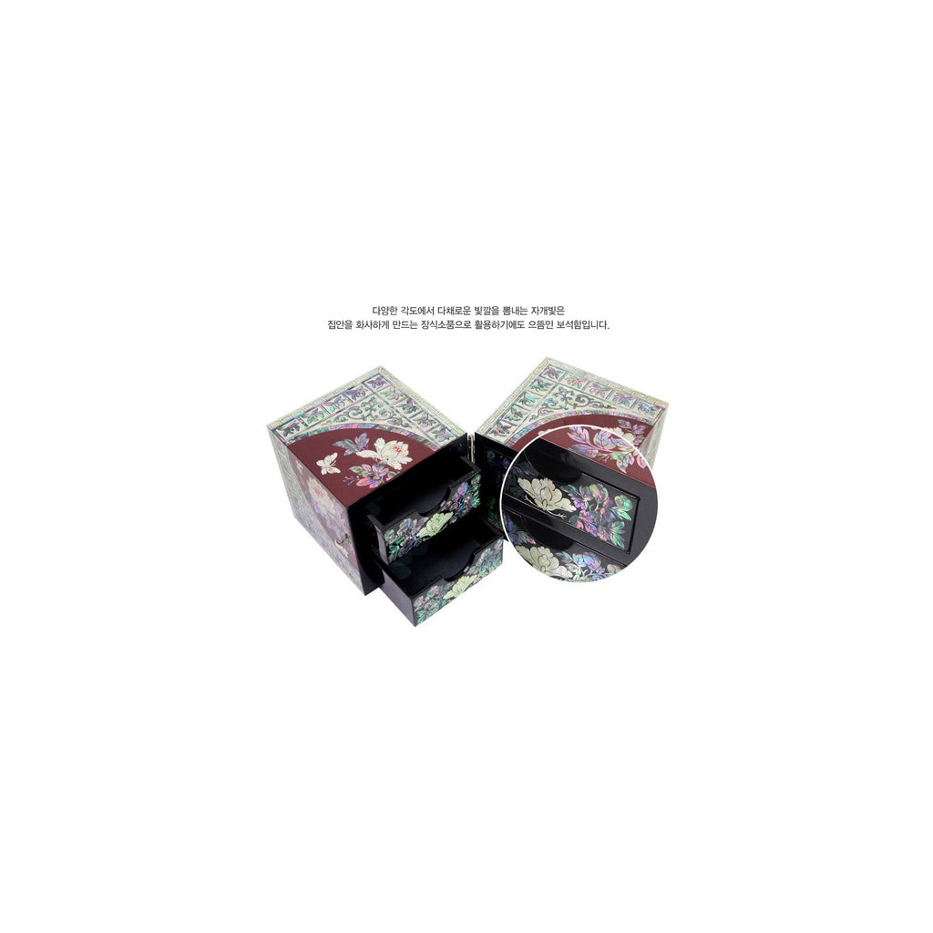 Masterpiece Najeonchilgi Double Lidded Large Peony of Wealth Secret Mother of Pearl Jewelry Box Jewelry Box (Master Artisan Park Jin-seop) – detail view 6 [KS-CUT:P0000HJJ:9d2182150409]