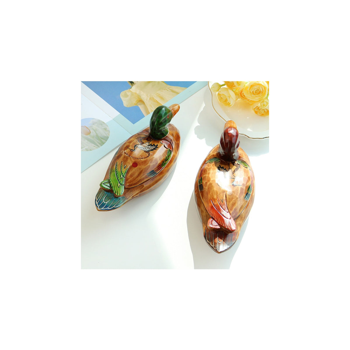 Premium Moon Crane Duck Set (Large) Wood Carved Wedding Pyebaek Box Dragon – detail view 6 [KS-CUT:P0000IWC:542f558e0c4a]