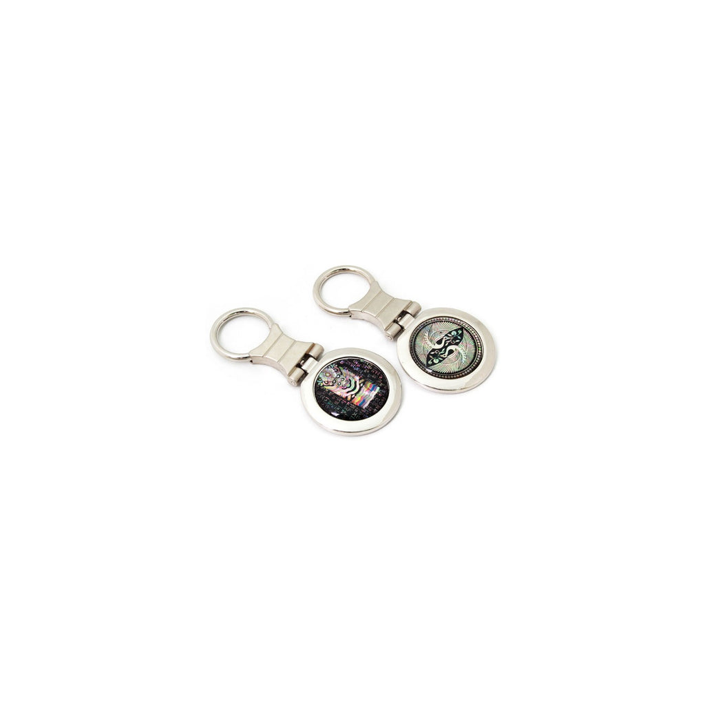 Najeon Round Keyring (Dancheong Rose Twin Cranes) – detail view 6 [KS-CUT:P0000GWB:82fd7dce68ee]