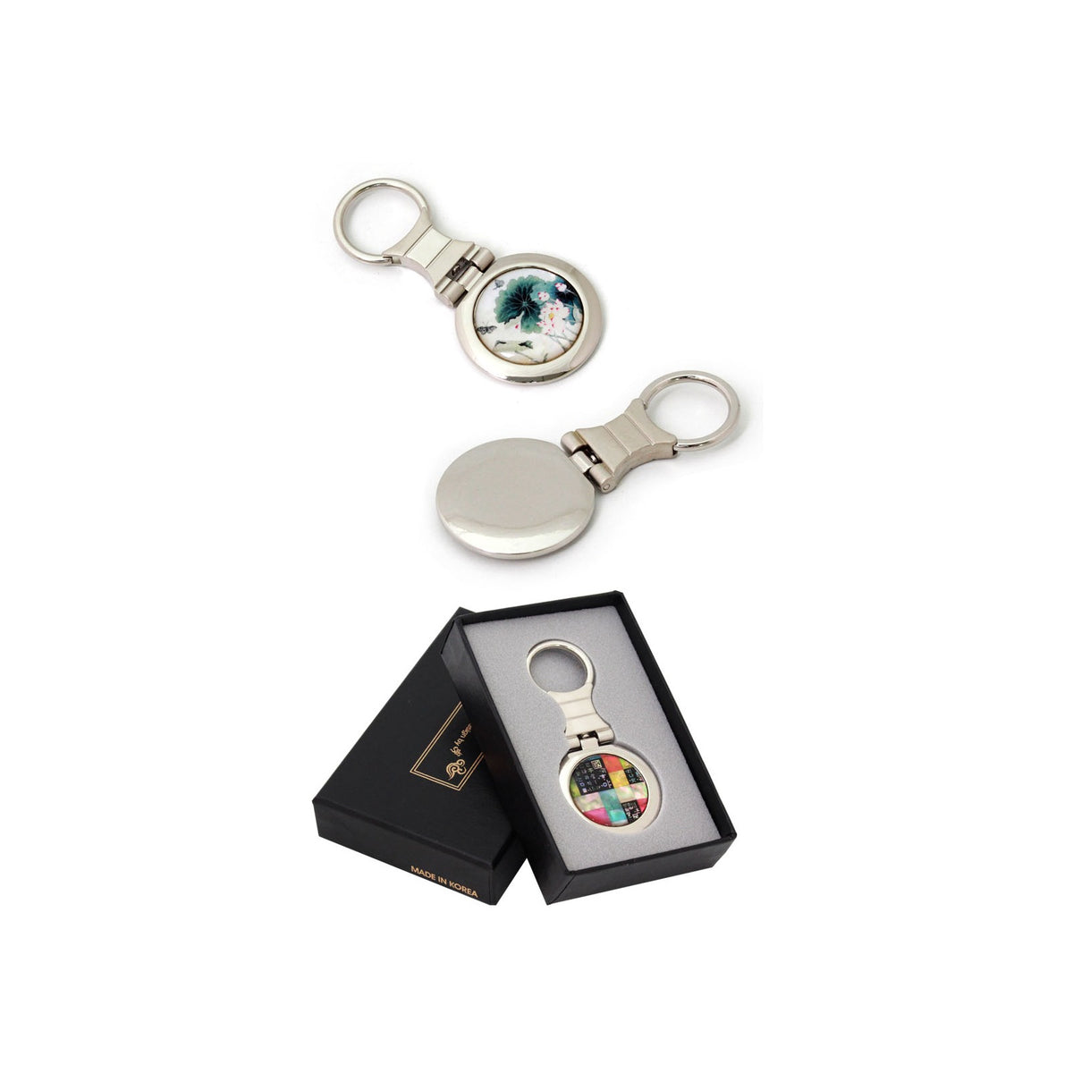 Najeon Round Keyring (Pine & Crane Jogakbo Patchwork Damhwa Butterfly) – detail view 6 [KS-CUT:P0000GWC:2a49b61bce46]
