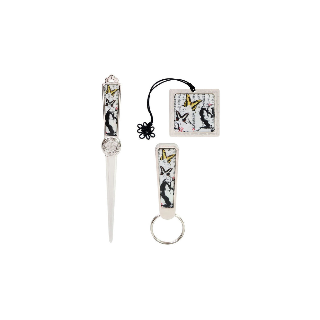 4-Piece Set: Najeon Business Card Case Letter Opener Keyring Bookmark N 31 Plum & Butterfly – detail view 6 [KS-CUT:P00000ND:f1743bf781d7]