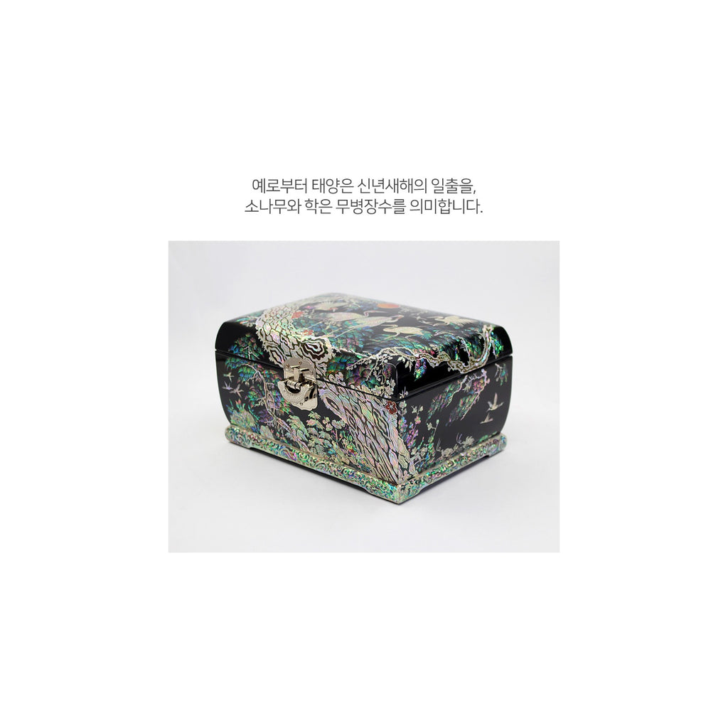 Premium Najeonchilgi Moon Pine & Crane Rounded Mother of Pearl Jewelry Box Jewelry Box Yedan Wedding Gift Box, 27 cm – detail view 6 [KS-CUT:P0000TKW:7a3706e8d38a]